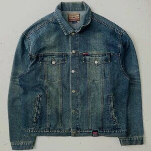 Vintage Diesel Industry Denim Division Trucker Jacket Washed Blue - L